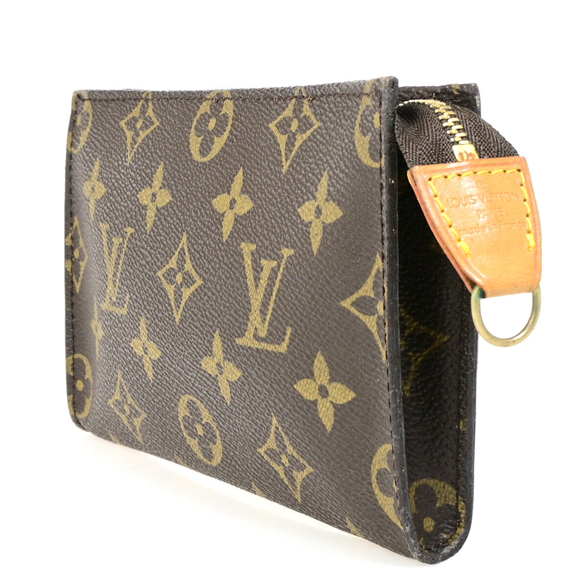 LOUIS VUITTON Logo BUCKET PM Pouch Bag Monogram Leather Brown France 04YE969