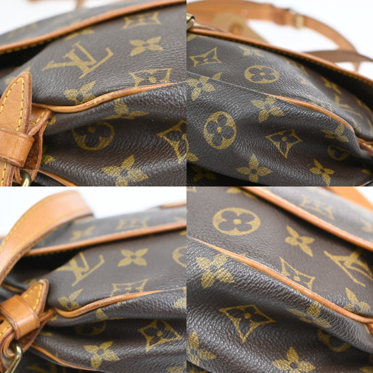 LOUIS VUITTON Logo Saumur 30 Shoulder Bag Monogram Leather Brown M42256 17CA491
