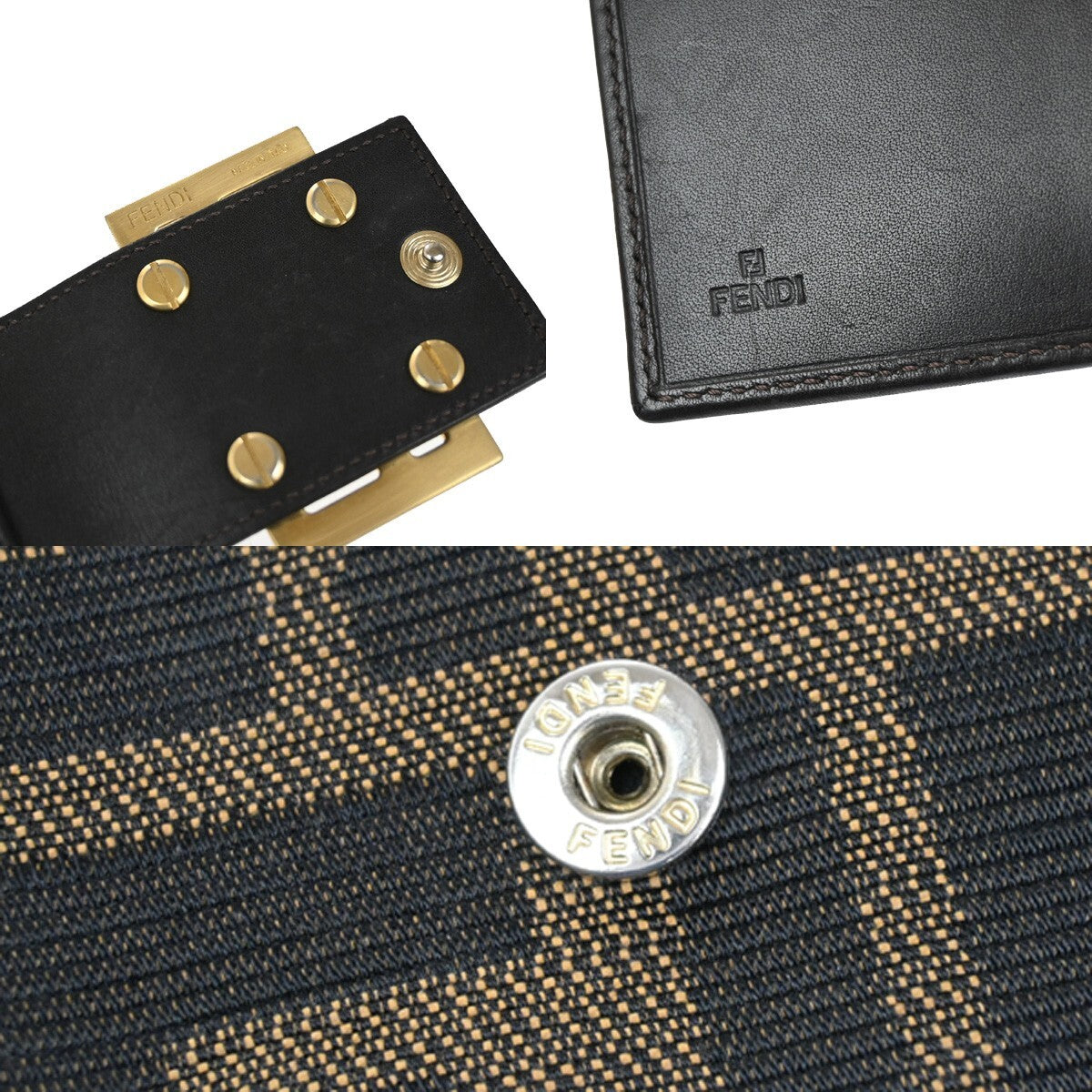 FENDI Logo Zucca Pattern Bifold Wallet Canvas Leather Brown Italy 08EE278