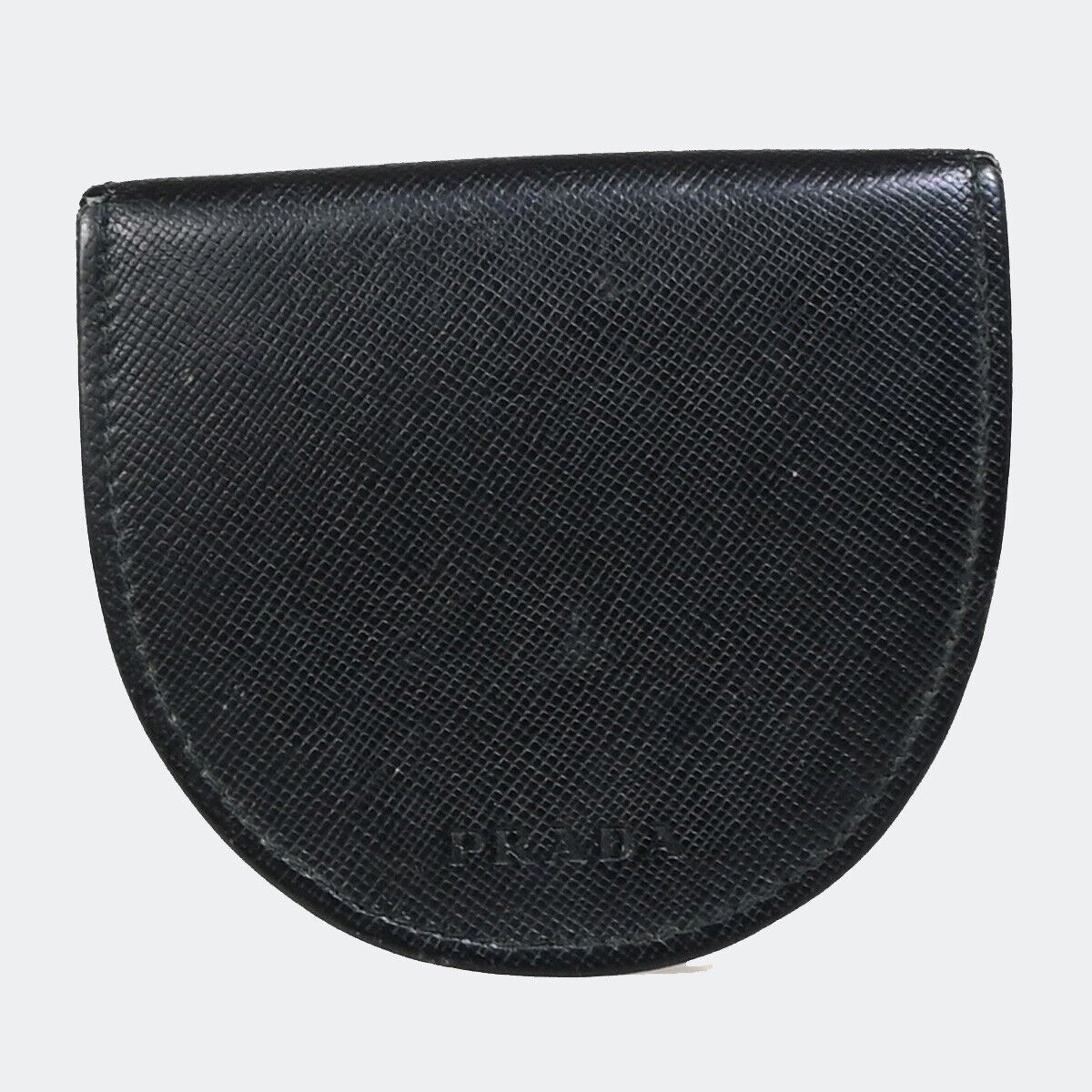PRADA Logo Bifold Coin Case Wallet Saffiano Leather Black Italy 01EB844