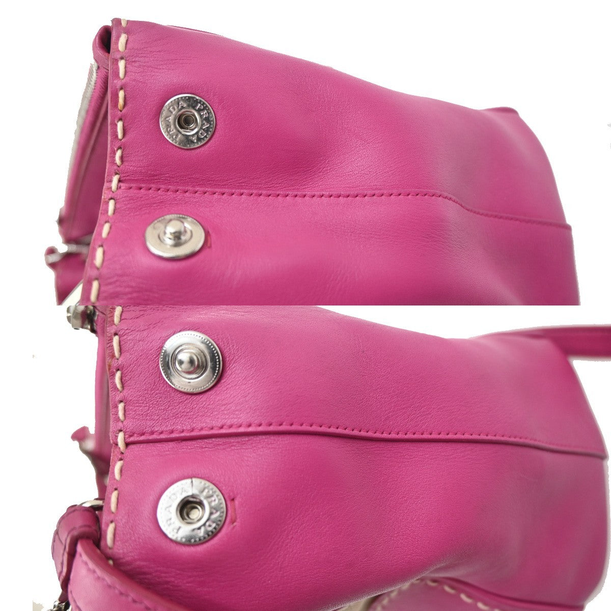 PRADA Logo Canapa City 2Way Shoulder Hand Bag Canvas Leather Pink BE SHW 98ZA359