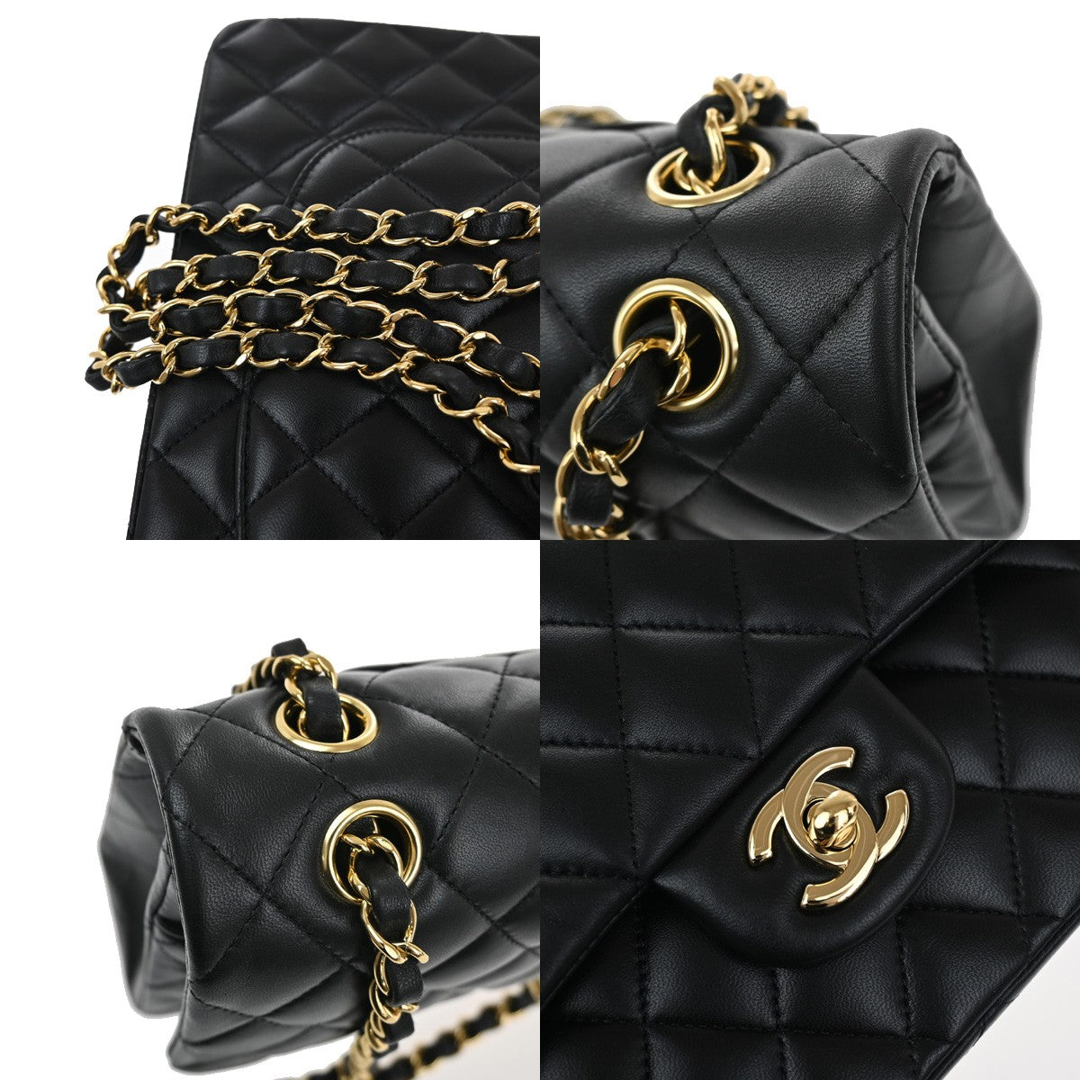 CHANEL CC Matelasse 25 Double Flap Chain Shoulder Bag Leather Black GHW 535LC540