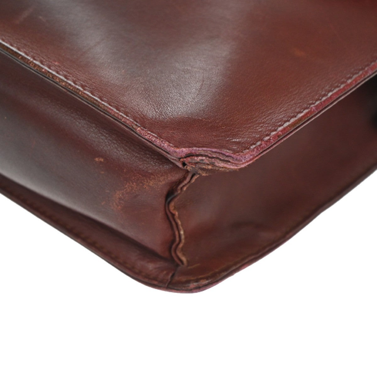 Cartier Logo Must Line 2set Clutch Hand Bag Leather Burgundy Red 07CA861