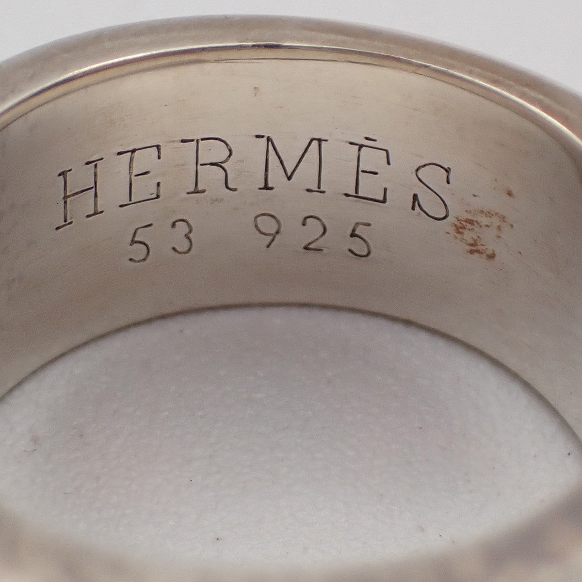 HERMES H Logo Candy Ring Size 53 Silver Ag 925 Red Accessory 32RP016