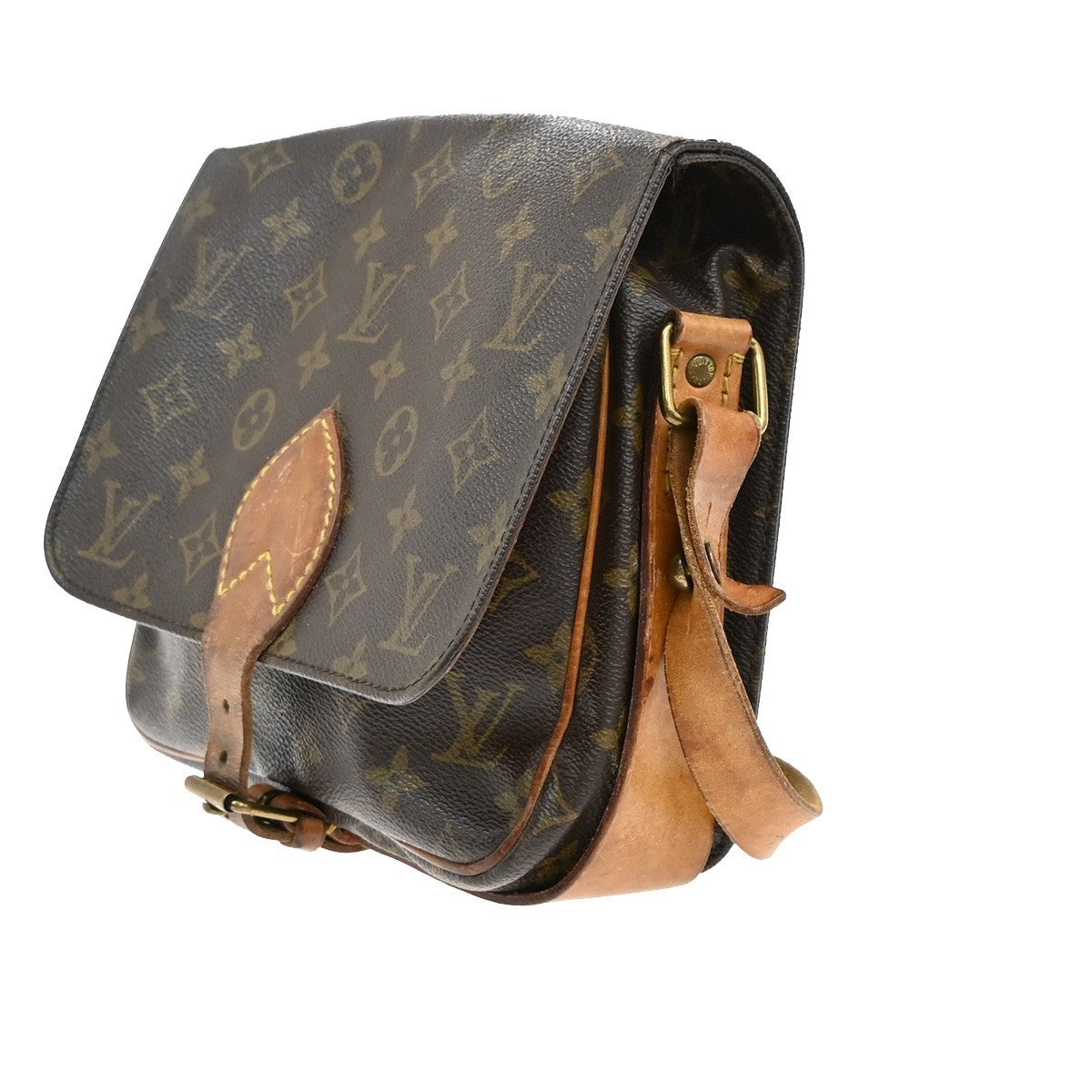 LOUIS VUITTON Cartouchiere MM Shoulder Bag Monogram Leather Brown M51253 31EF856