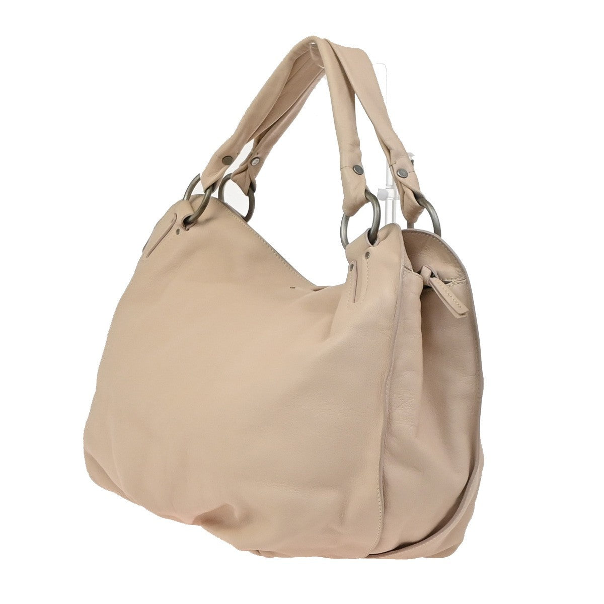 CELINE Logo Bittersweet Shoulder Hand Bag Leather Beige SHW Italy 76YH959