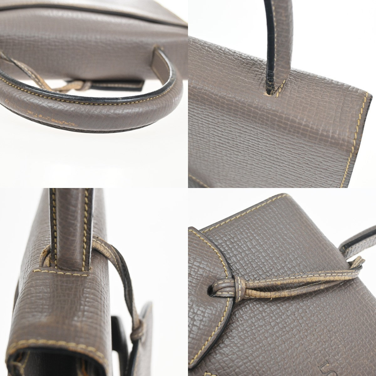 LOEWE Logo Barcelona 2Way Shoulder Bag Embossing Leather Purple GHW 86KC880