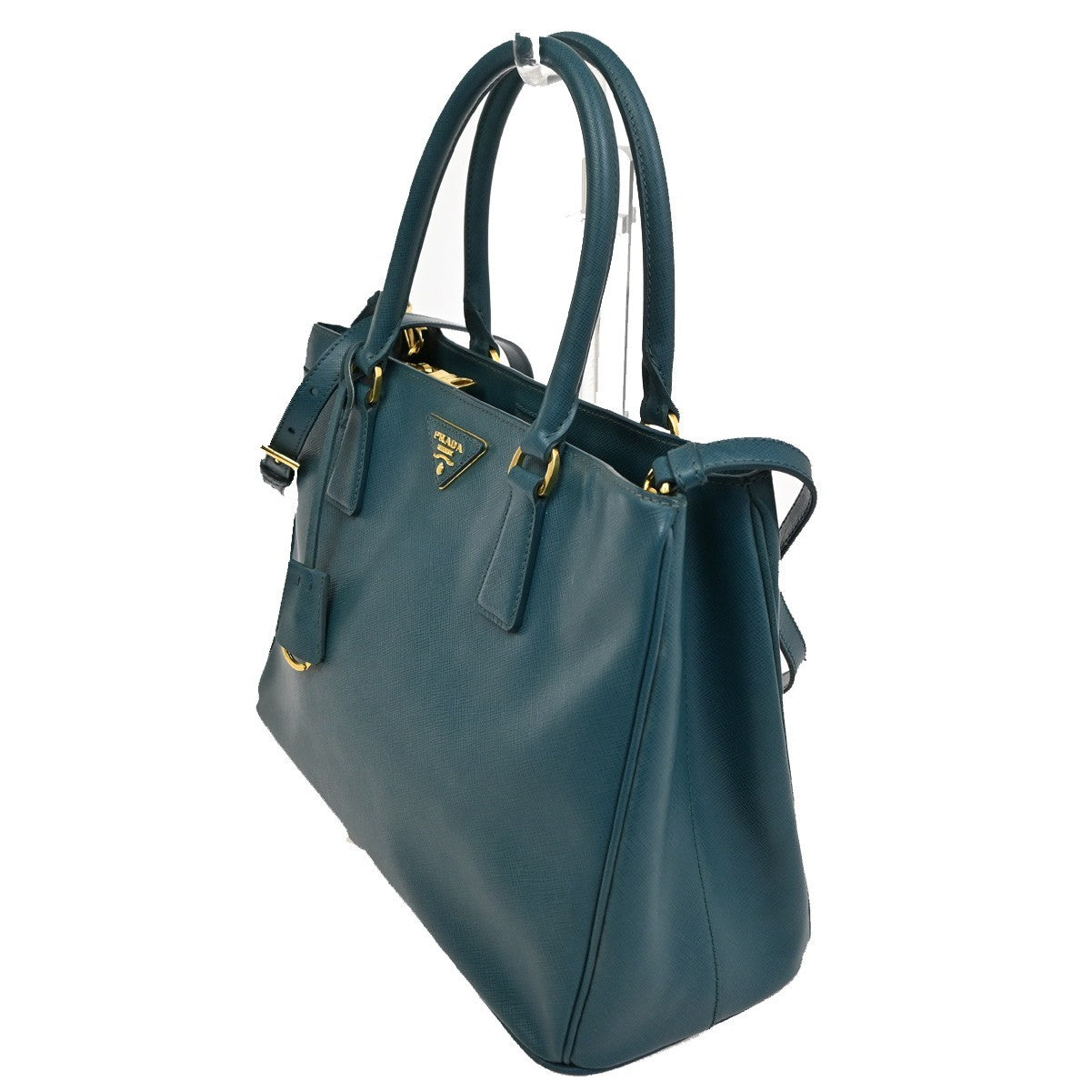 PRADA  Logo Hand Bag Saffiano Leather Green GHW Italy 28TA285