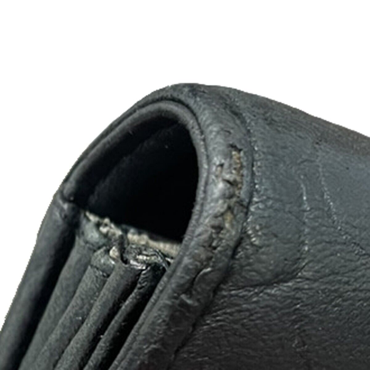 CHANEL CC Logo Camellia Long Bifold Wallet Purse Leather Black Italy 36FA430