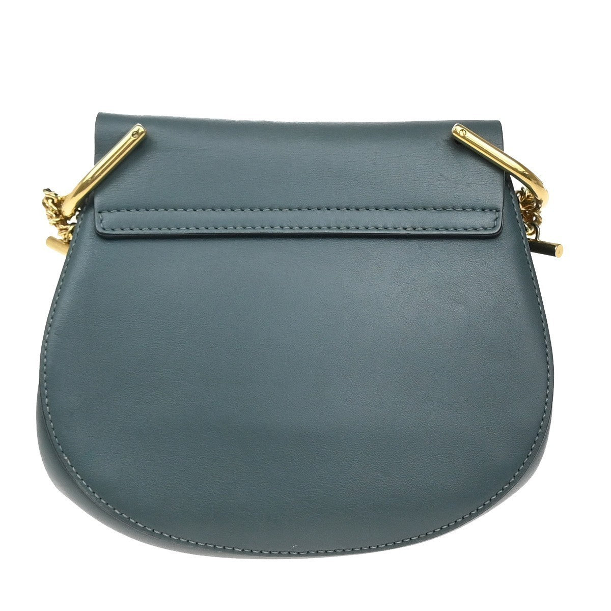 CHLOE Logo Drew Chain Mini Shoulder Bag Suede  Leather Blue GHW 35EG189