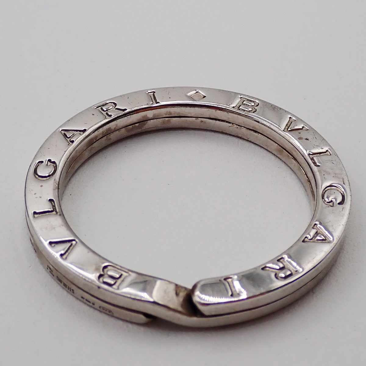 BVLGARI Logo Key Ring Silver Ag 925 Accessory Italy 02EG277