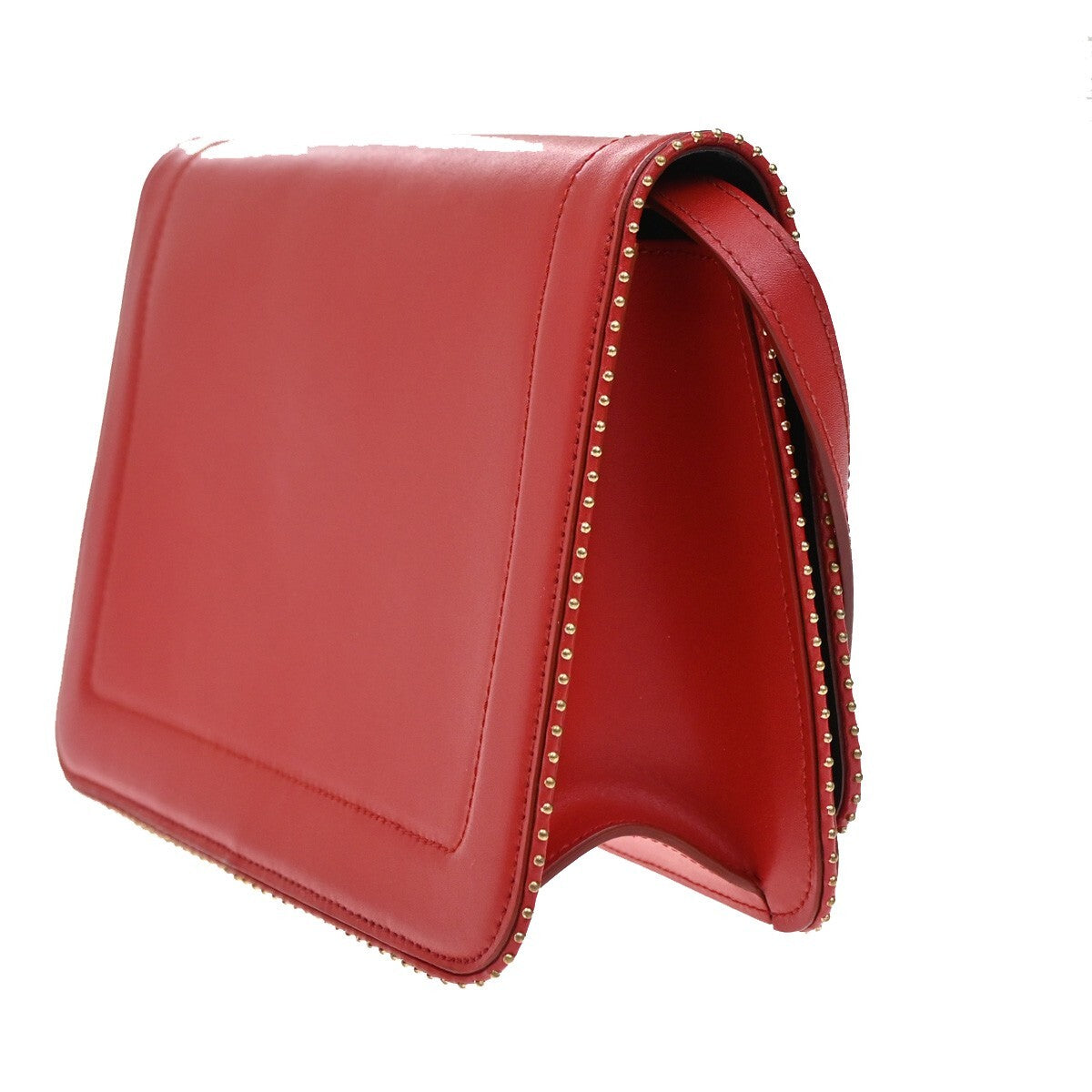 SALVATORE FERRAGAMO Vara Studs 2Way Shoulder Clutch Hand Bag Leather Red 88EE395
