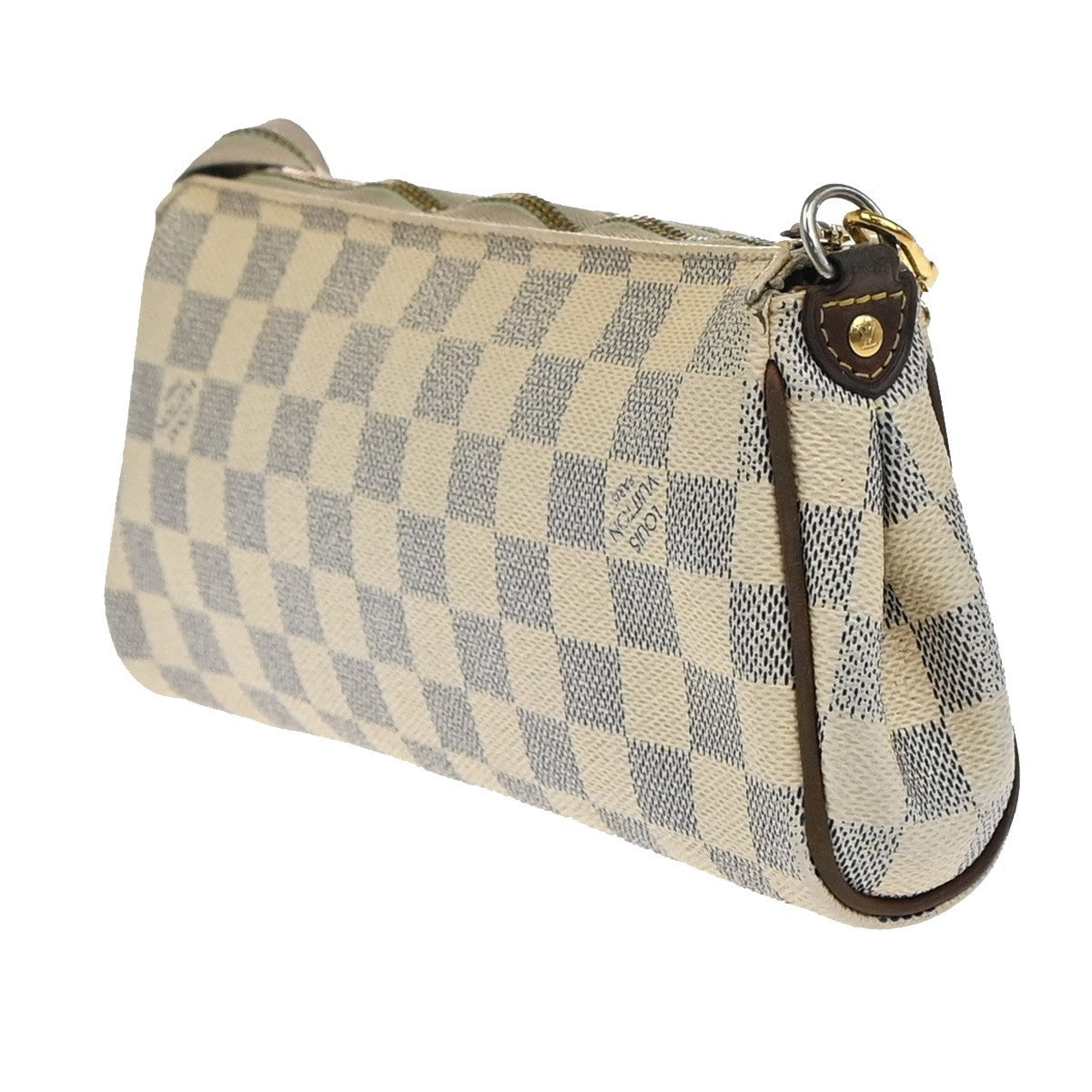 LOUIS VUITTON Eva Chain Shoulder Bag Damier Azur Leather White N55214 89EF785