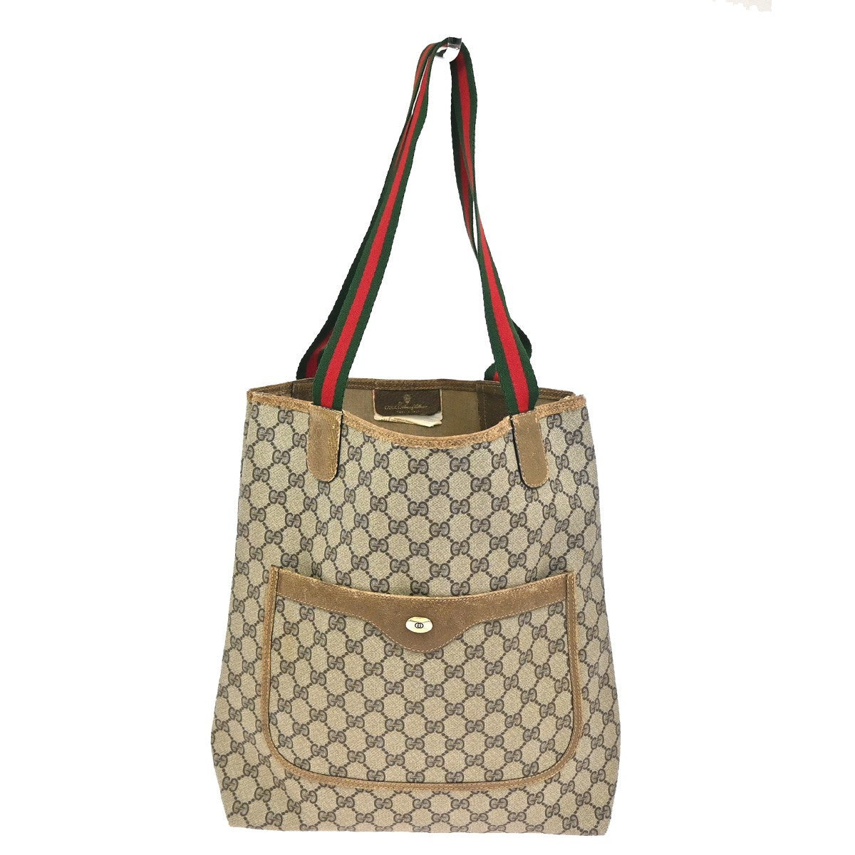 GUCCI GG Pattern Sherry Shoulder Tote Bag PVC Leather Beige Italy 66CA751