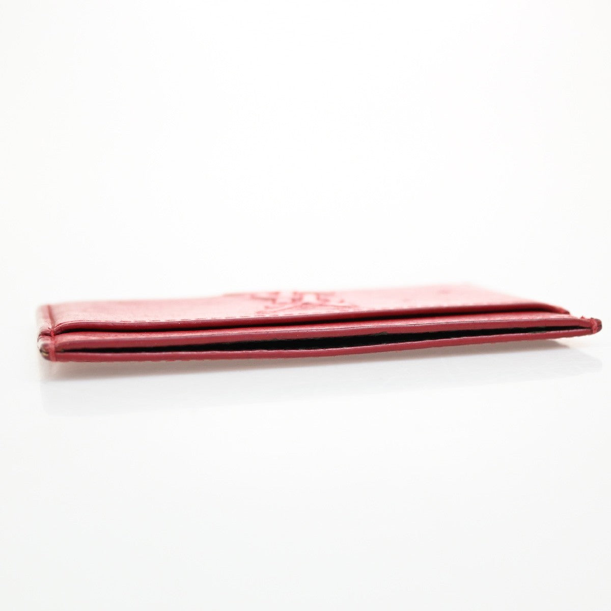 YVES SAINT LAURENT YSL Logo Card Case Wallet Leather Red Made in Italy 63KB290