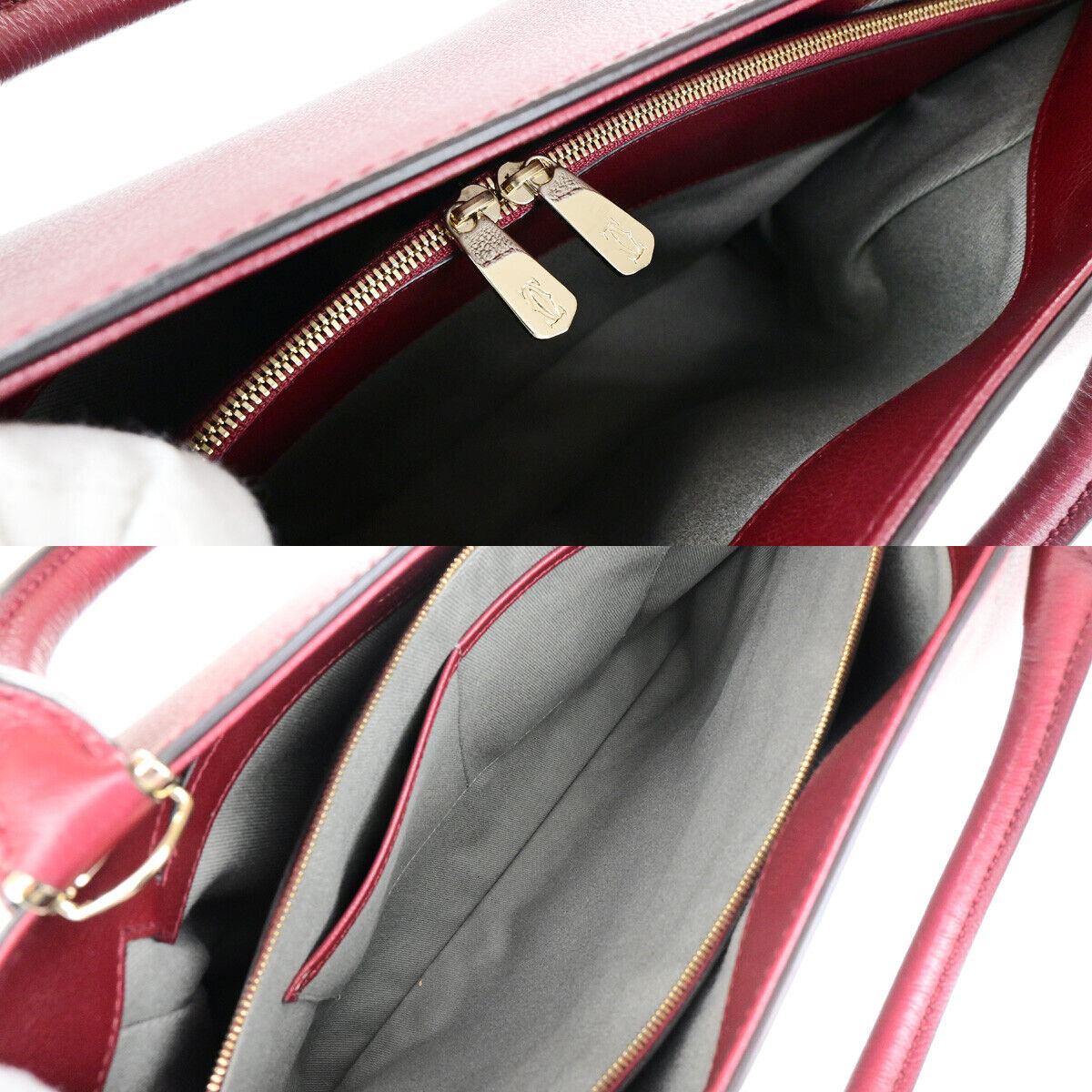 CARTIER Logo C De Cartier 2Way Shoulder Hand Bag Leather Bordeaux GHW 11RK521