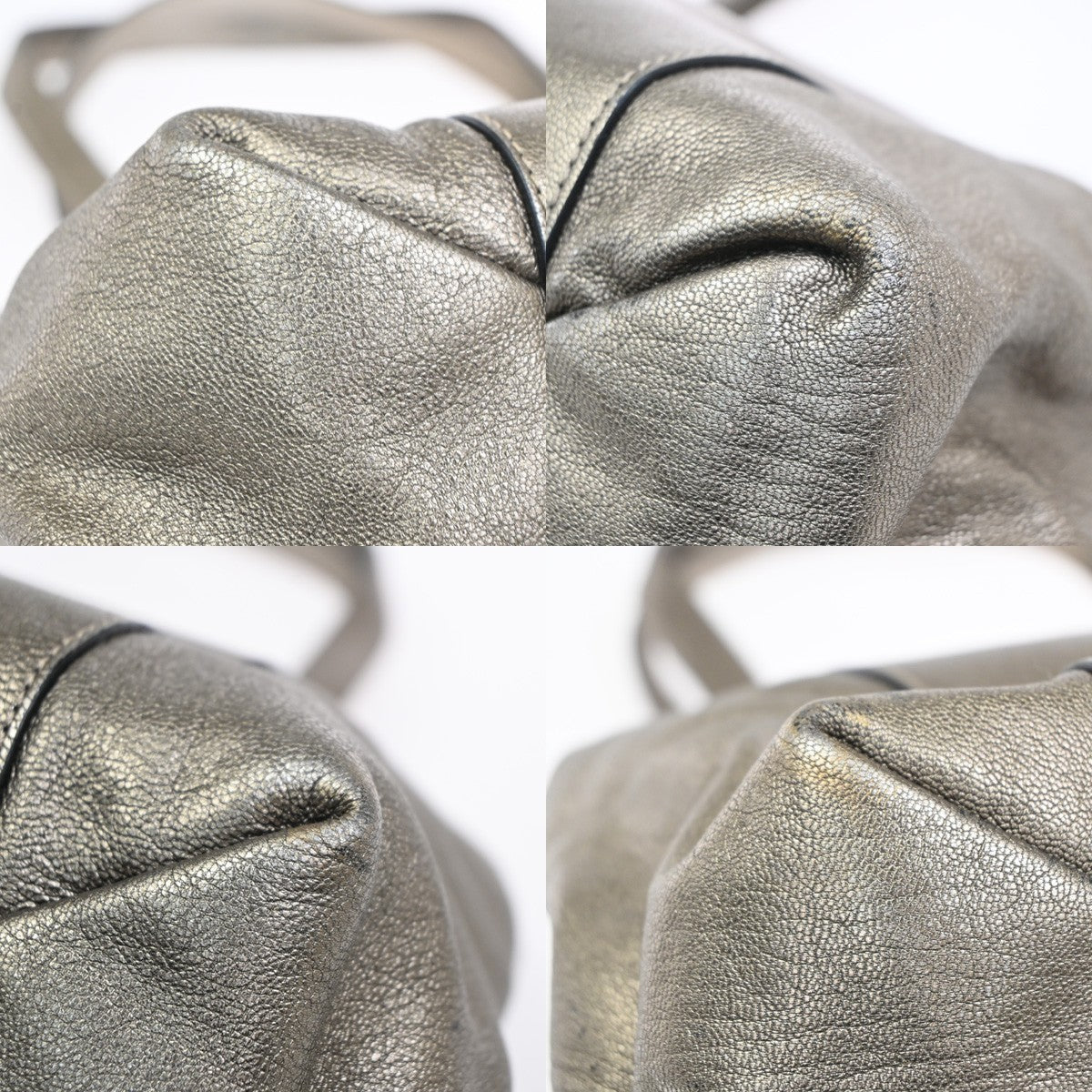 LOEWE Anagram Shoulder Bag Leather Metallic Gold GHW Spain 70KC465