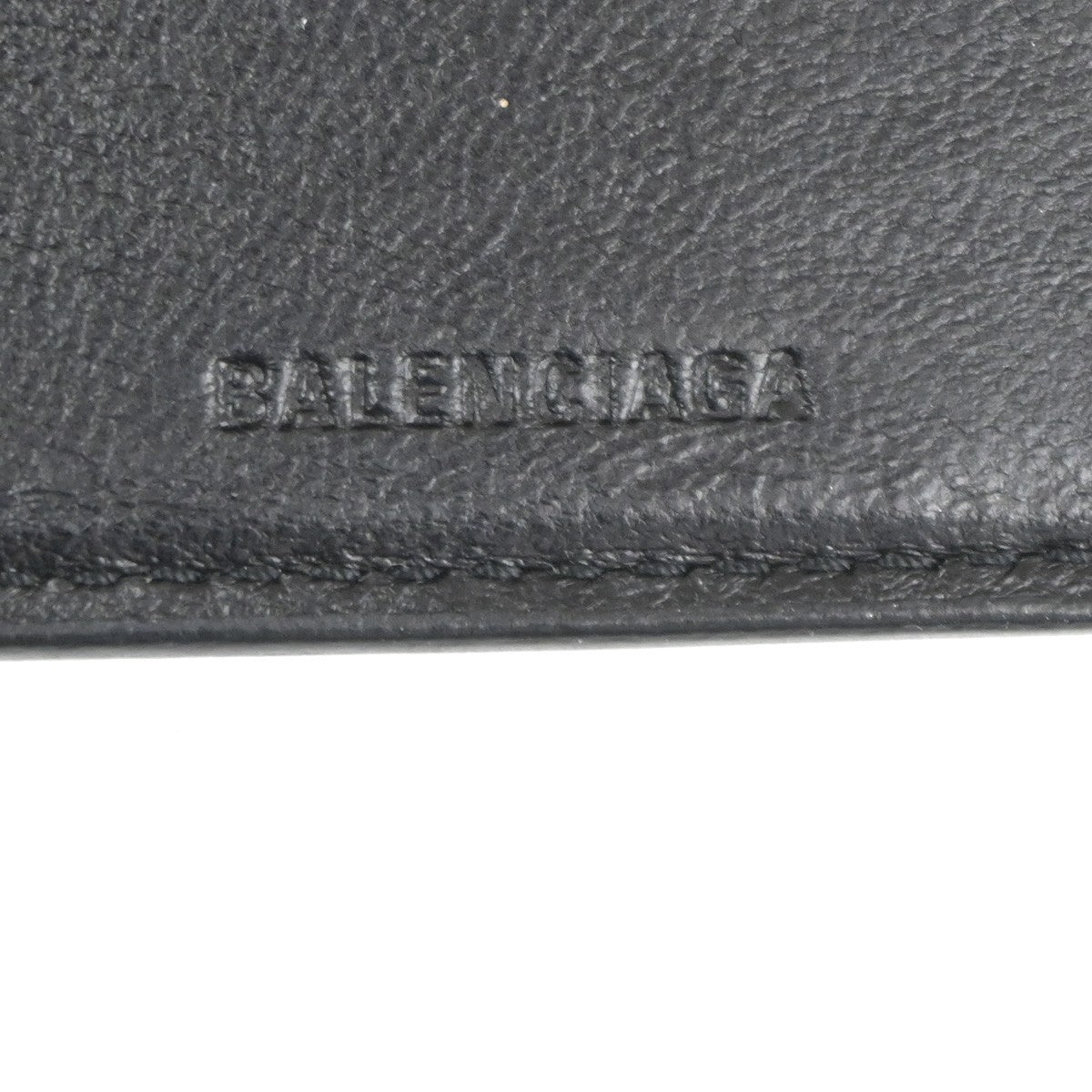 BALENCIAGA Logo Mini Trifold Wallet Purse Leather Black SHW Italy 60TA315