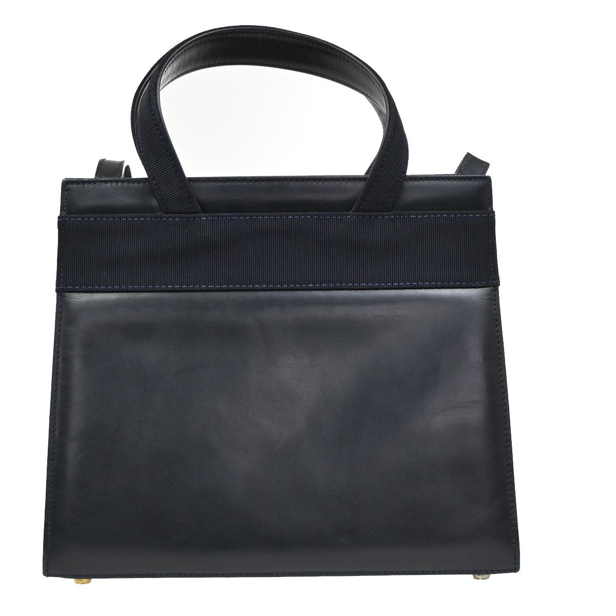 SALVATORE FERRAGAMO Vara Bow 2Way Handbag Canvas Leather Blue GHW Italy 36KB992