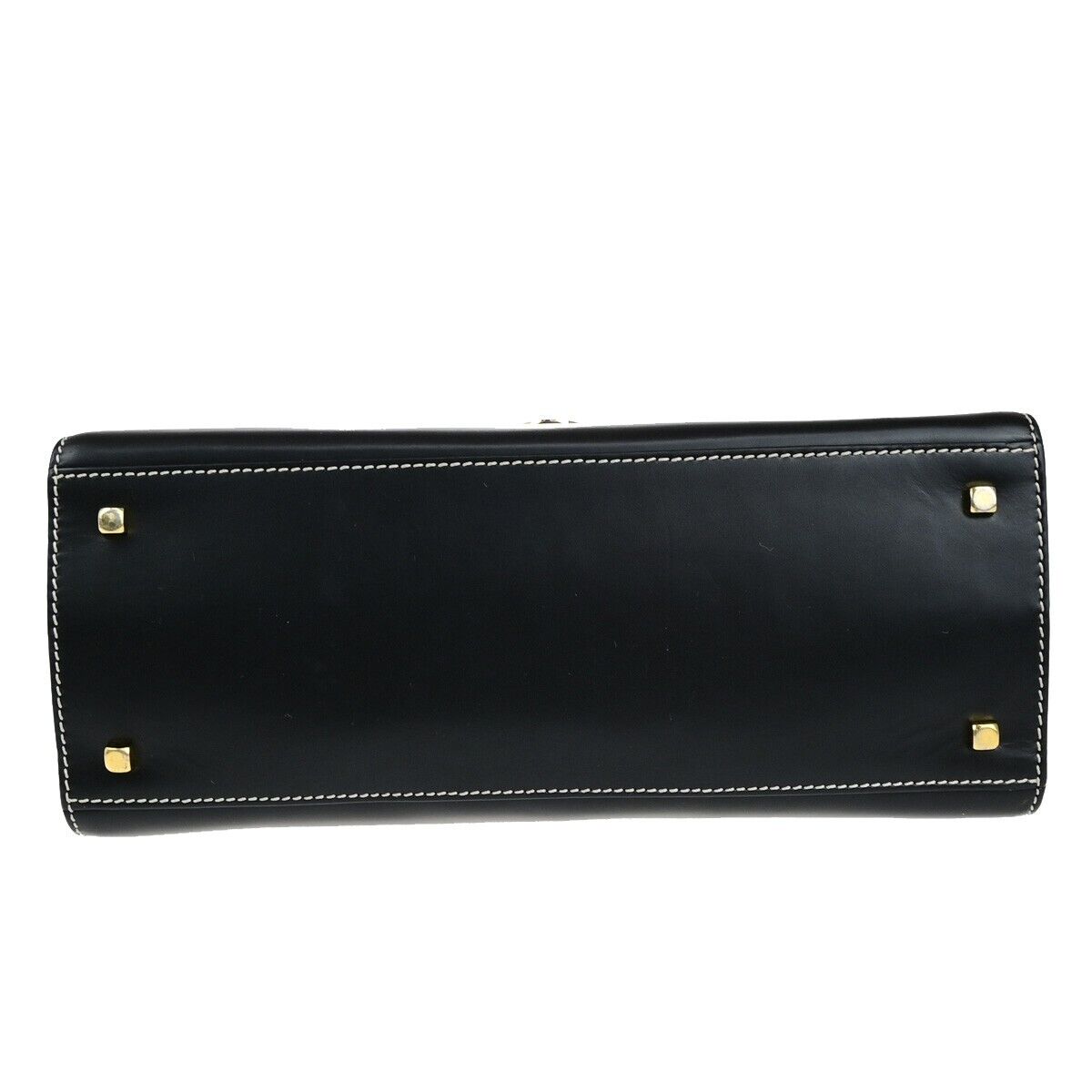 SALVATORE FERRAGAMO Gancini Top Handle Hand Bag Leather Black GHW Italy 35ED328
