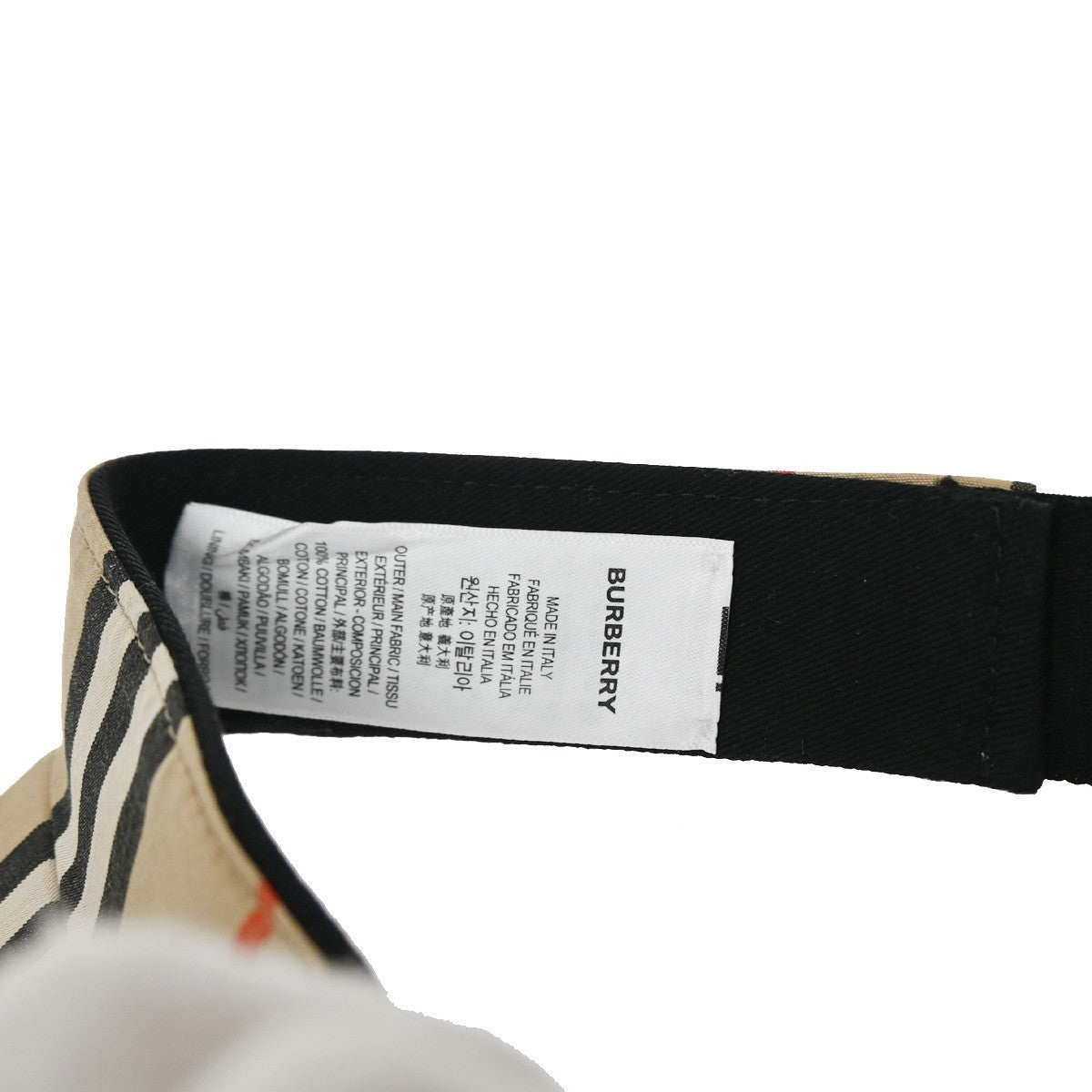 BURBERRY Logo Stripe Visor Hat Size 54-61 Canvas Brown 02RP157