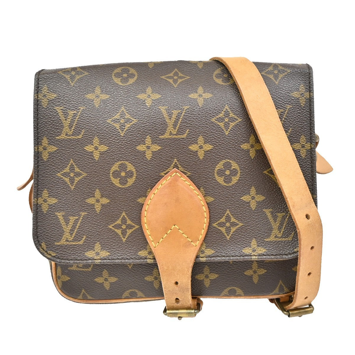 LOUIS VUITTON Cartouchiere MM Shoulder Bag Monogram Leather Brown M51253 89EF868