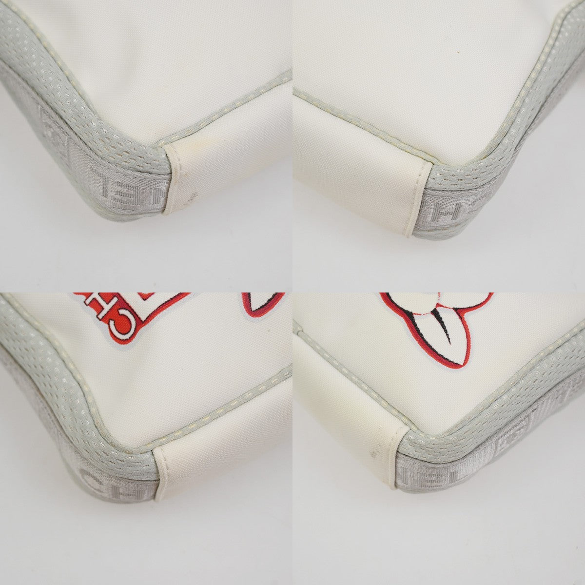CHANEL CC Logo Sport Line Camellia Shoulder Bag Nylon White SHW Italy 74ZA283