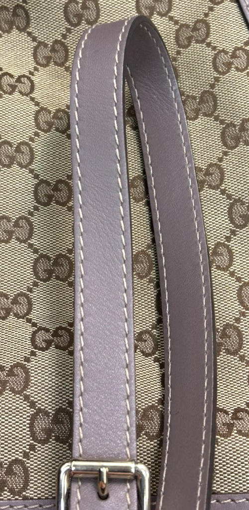 GUCCI Mayfair Shoulder Tote Bag GG Canvas Leather Beige Purple GHW Italy 31TA587