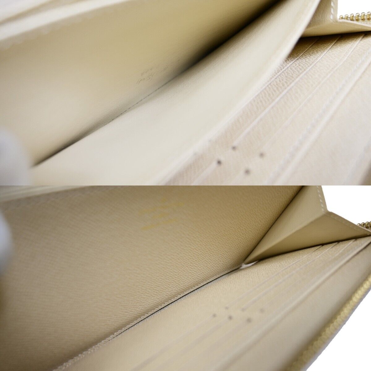 LOUIS VUITTON Long Zippy Wallet Purse Damier Azur Leather White N41660 74KA211