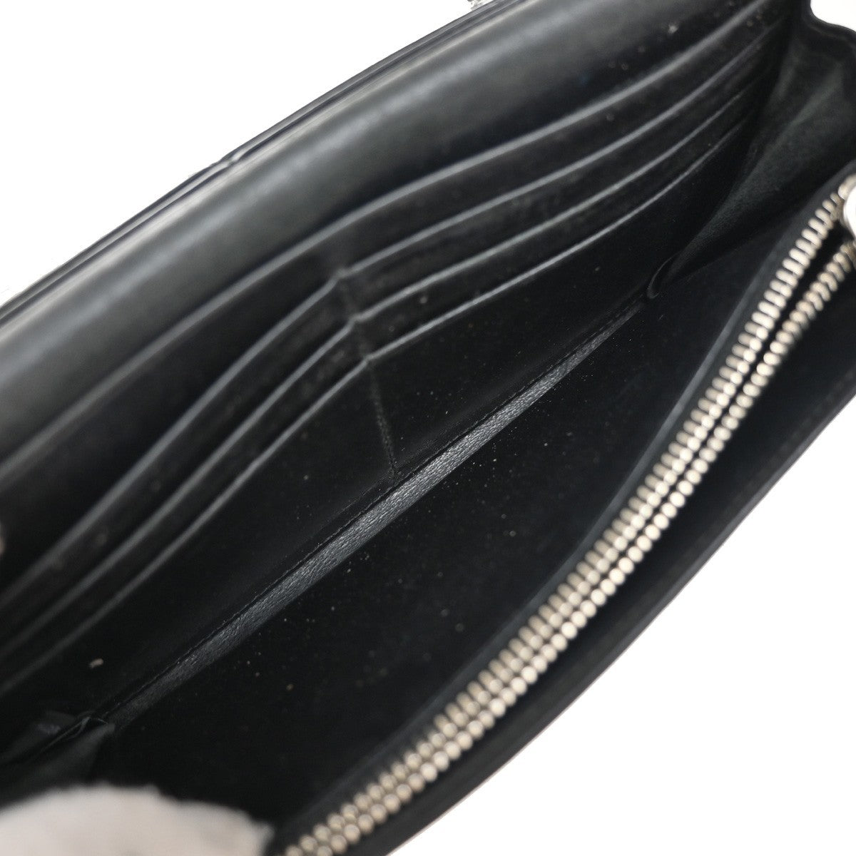 PRADA Studded Long Bifold Wallet Leather Black Silver Italy 02EG269