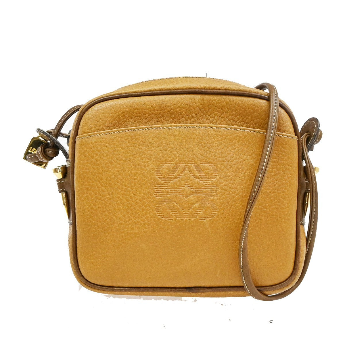 LOEWE Logo Anagram Shoulder Bag Leather Brown GHW Spain 80TA678