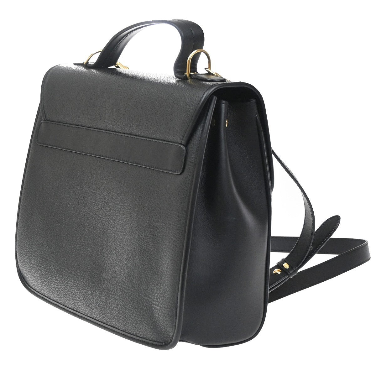 GUCCI Logo 2Way Shoulder Hand Bag Leather Black GHW Italy 12YJ154