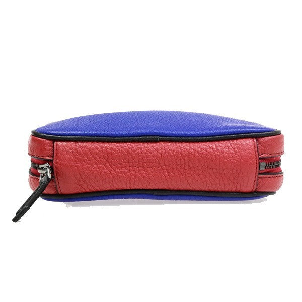 FENDI Logo Camera Case Mini Shoulder Bag Leather Red Blue SHW Italy 84CB041
