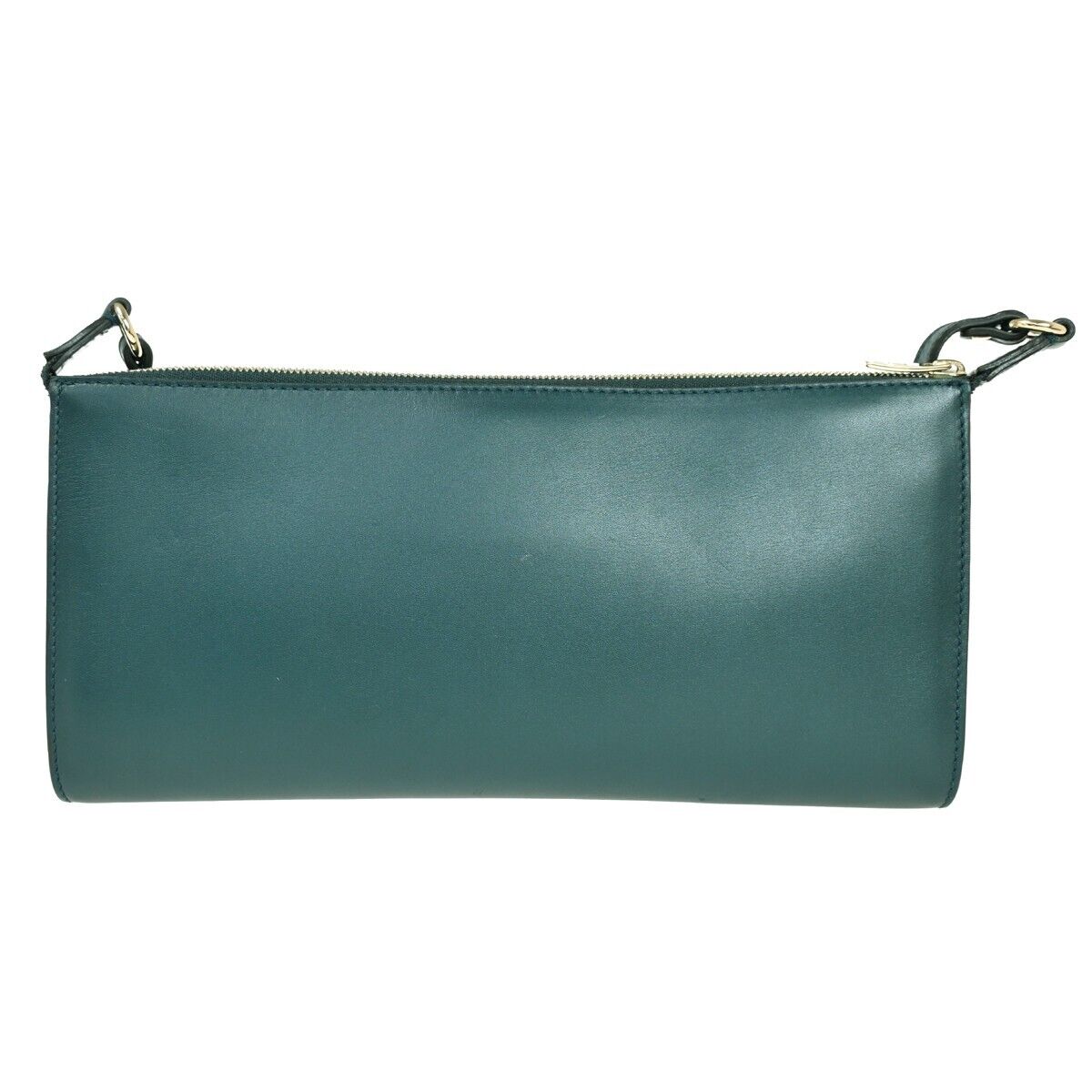 SALVATORE FERRAGAMO Logo Gancini Shoulder Bag Leather Green Gold Italy 02HB577