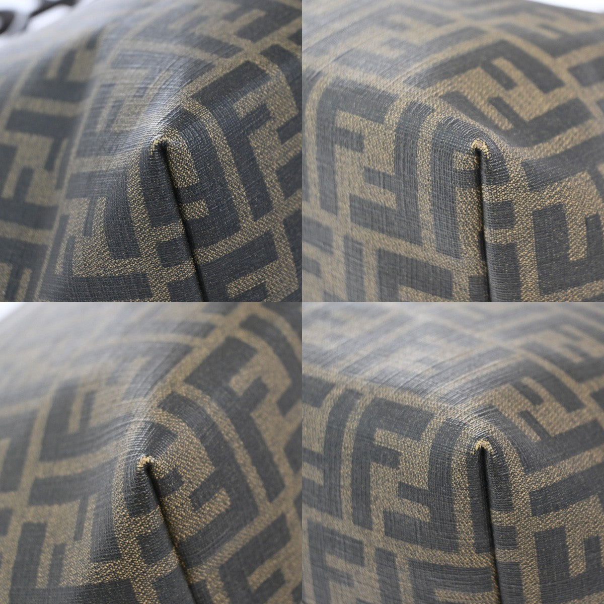 FENDI Logo Zucca Shoulder Hand Tote Bag PVC Leather Brown GHW Italy 89EG325