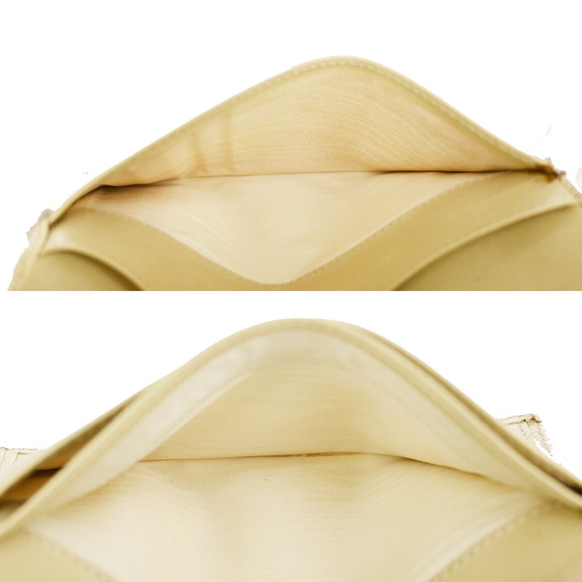 CHANEL CC Logo Trifold Wallet Purse Caviar Skin Leather Ivory Italy 62RJ490