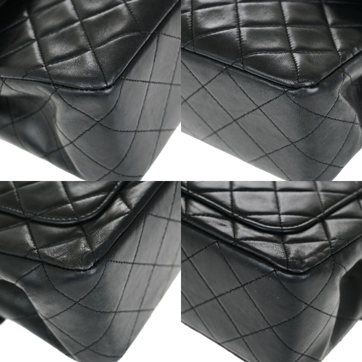 CHANEL CC Matelasse 25 Double Flap Chain Shoulder Bag Leather Black GHW 809RK651