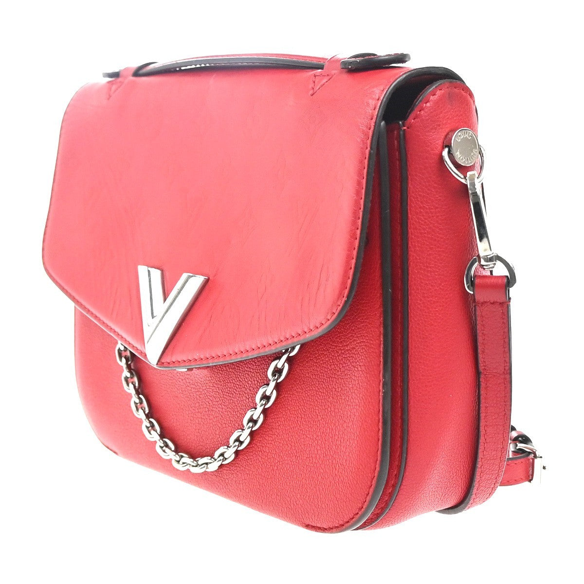 LOUIS VUITTON Very Messenger 2way Shoulder Hand Bag Monogram Leather Red 52MA426