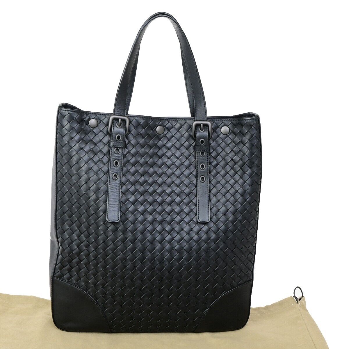BOTTEGA VENETA Logo  Intrecciato Shoulder Tote Bag Leather Black Italy 20RF196