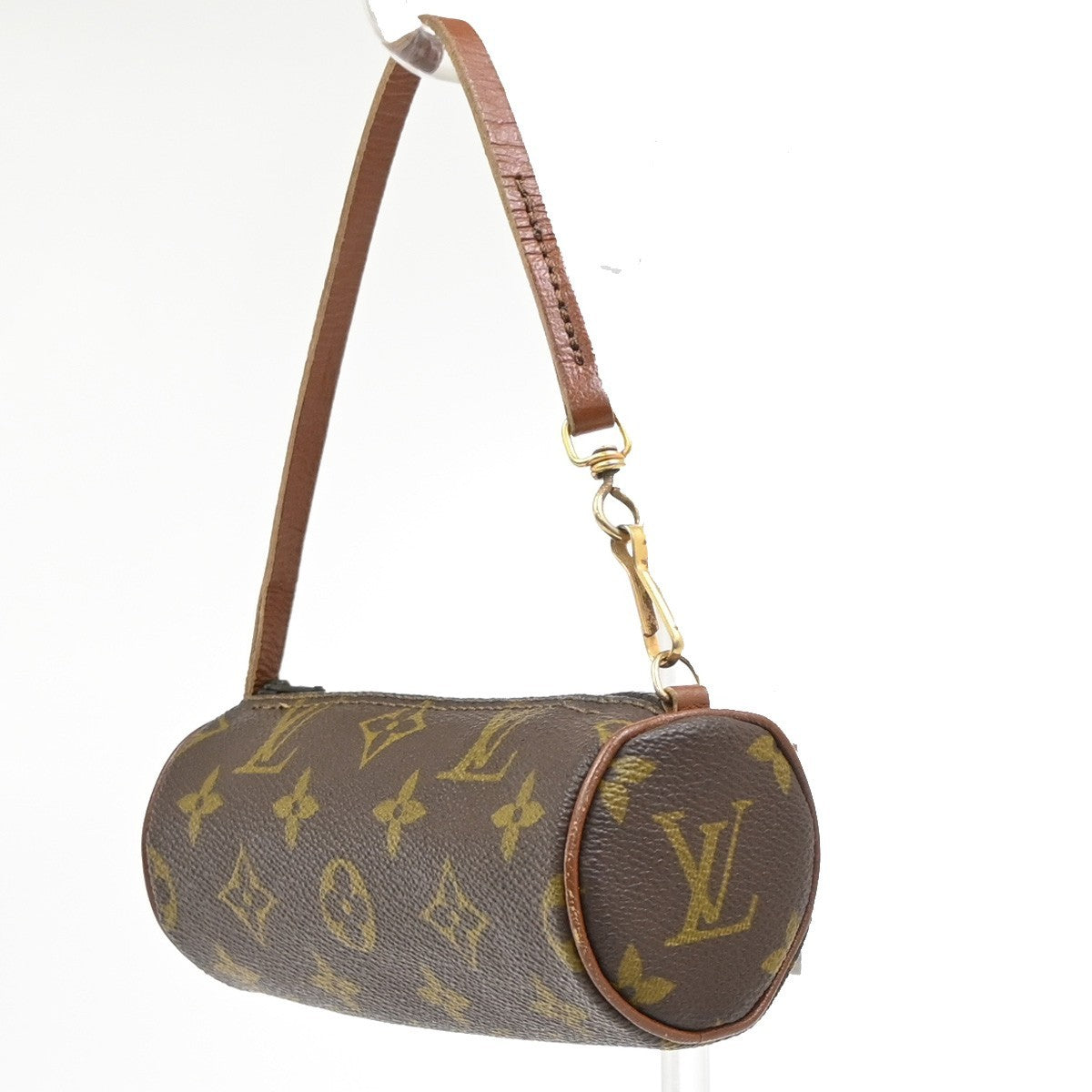 LOUIS VUITTON Logo Papillon Pouch Bag Monogram Leather Brown GHW 62MA487