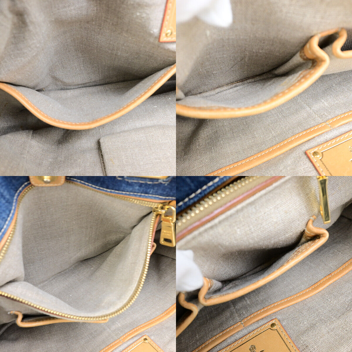 PRADA Logor Hand Tote Bag Denim Leather Blue Acio GHW Italy 80YG643