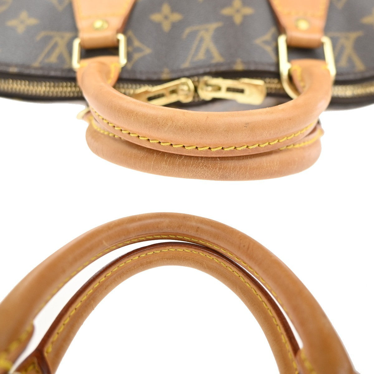 LOUIS VUITTON LV Logo Alma Hand Bag Monogram Leather Brown France M51130 70MA331