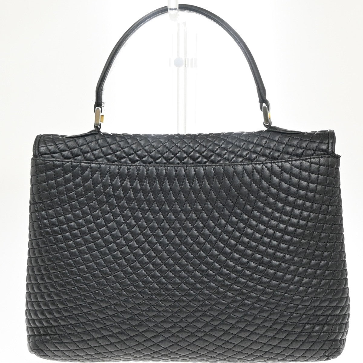 BALLY Logo Quilted Hand Bag Leather Black GHW Italy 02KP543