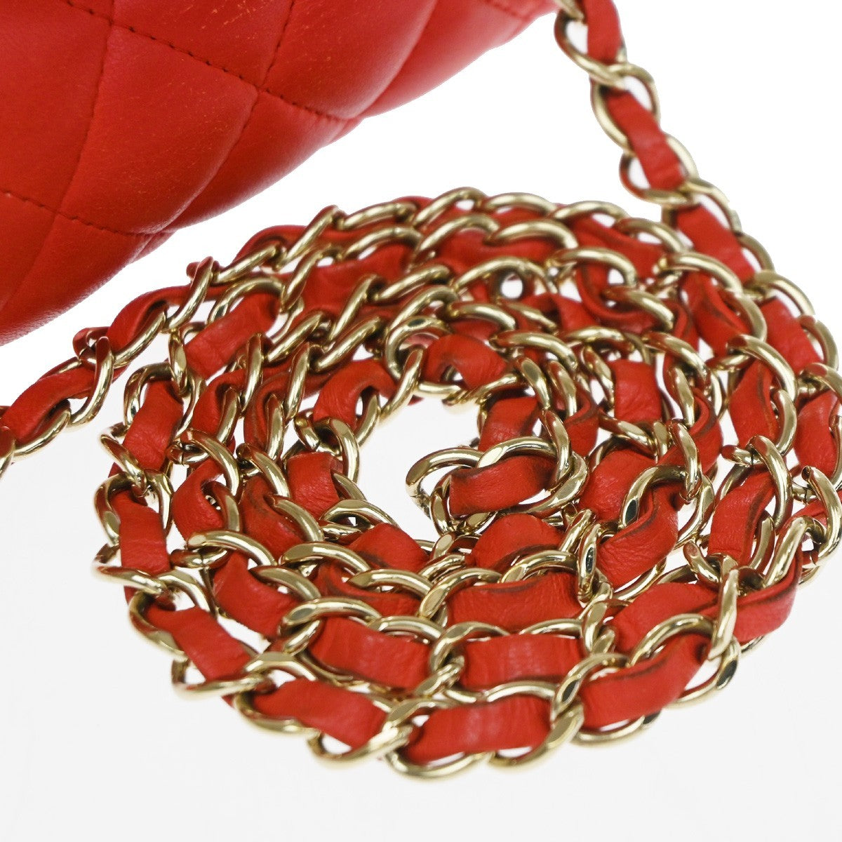 RPCHANEL CC Mini Matelasse Chain Shoulder Bag Leather Red GHW Vintage 887RP186