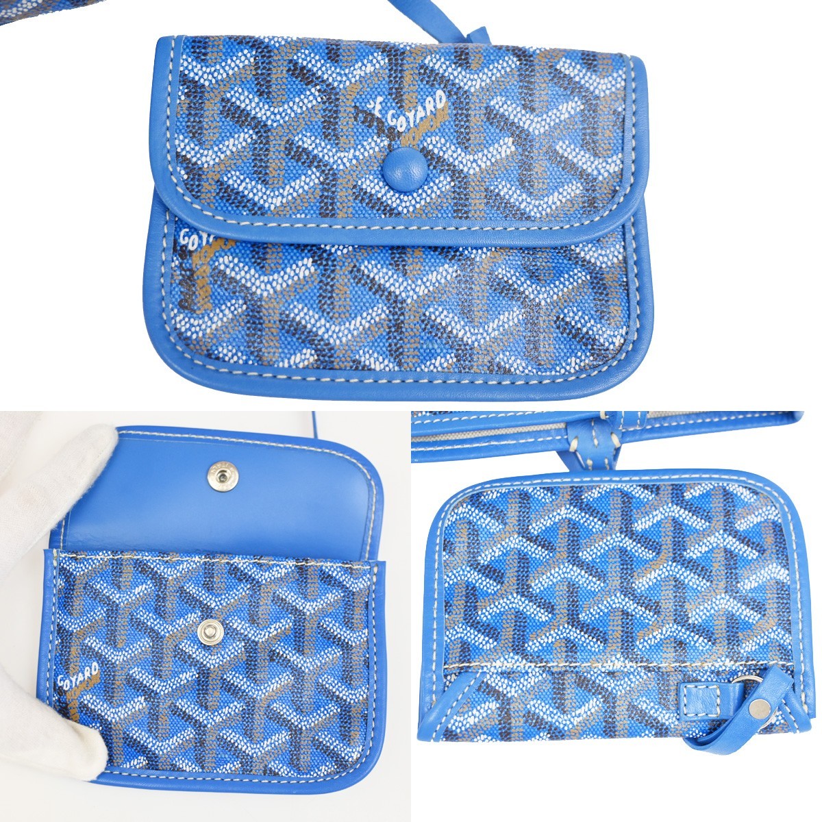 GOYARD Anjou Mini  Shoulder Hand Tote Bag Pouch Blue Canvas Leather 654RL918