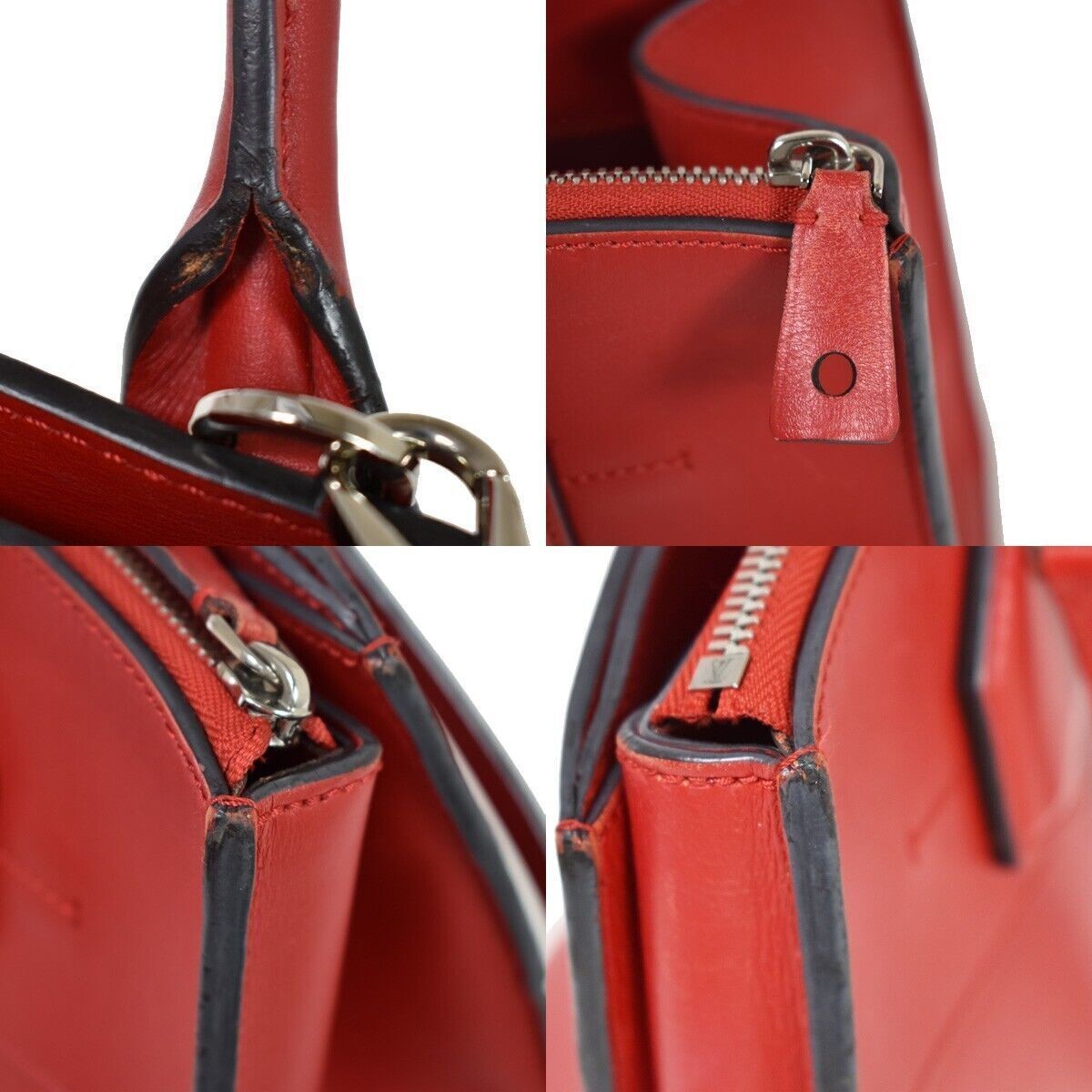 LOUIS VUITTON City Steamer MM 2Way Shoulder Hand Bag Calf Leather Red 686RH107