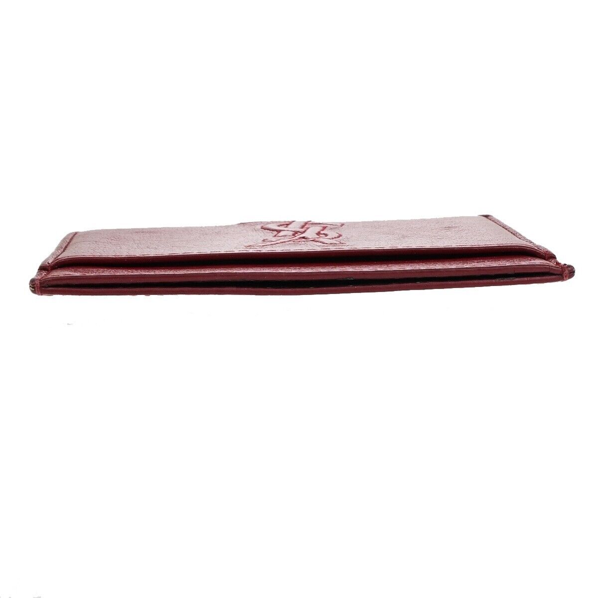 YVES SAINT LAURENT YSL Logo Card Case Wallet Leather Red Made in Italy 63EB822