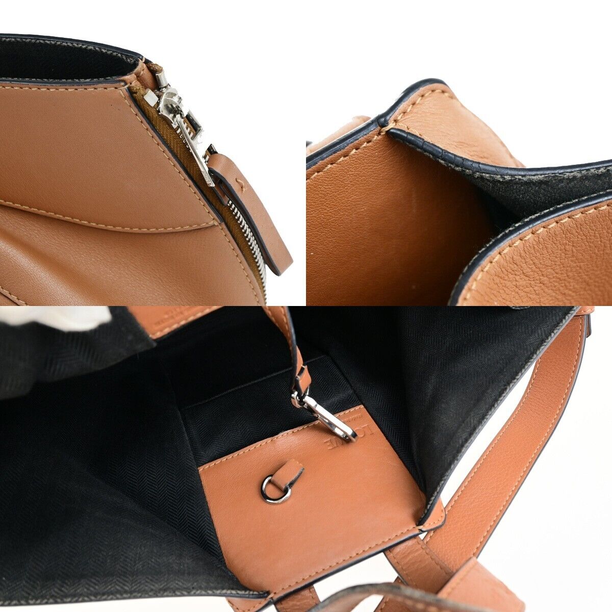 LOEWE Logo Hammock 2Way Shoulder Hand Bag Leather Brown SHW Spain 95EC945