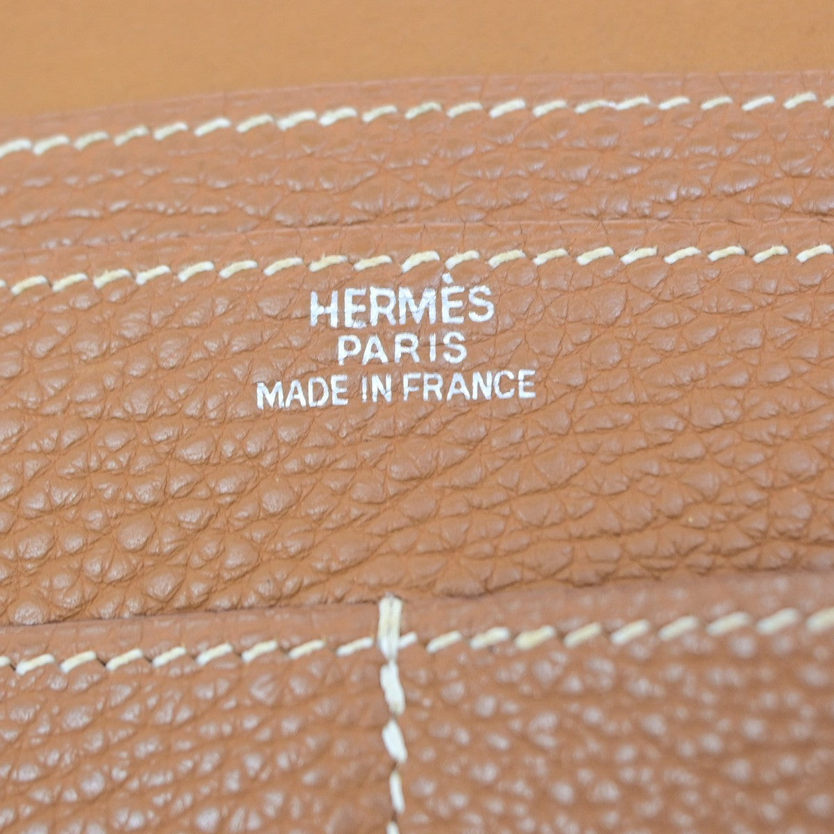 HERMES Logo Dogon GM Long Bifold Wallet Purse Box Calf Leather Brown SHW 84RQ080