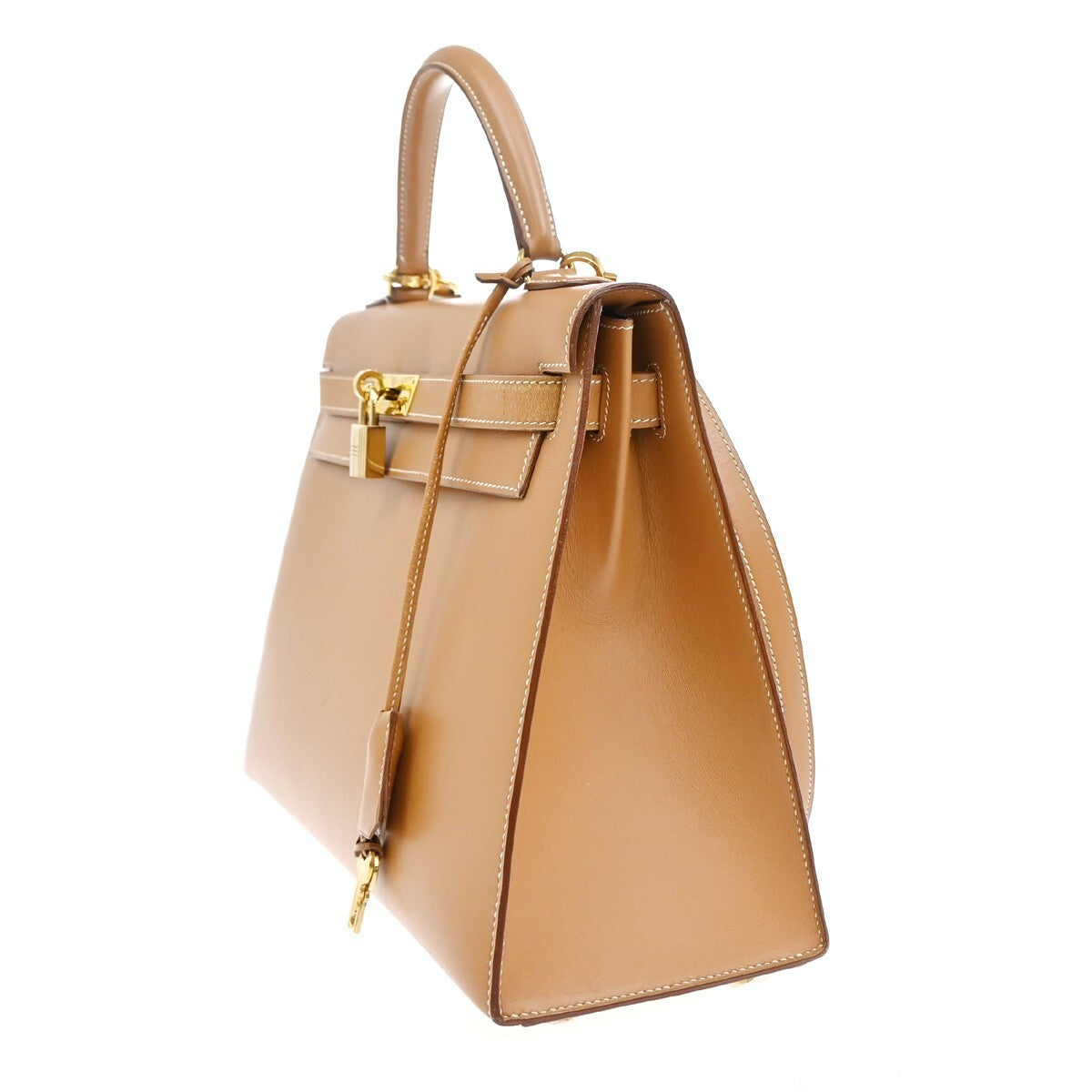HERMES Kelly 32 2Way Shoulder Hand Bag Chamonix Leather Natural GHW 6640RL144